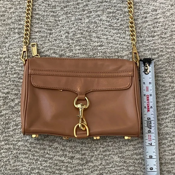 Rebecca Minkoff Mini MAC Desert Tan Leather Crossbody Bag with Gold Chain Strap - Picture 12 of 16